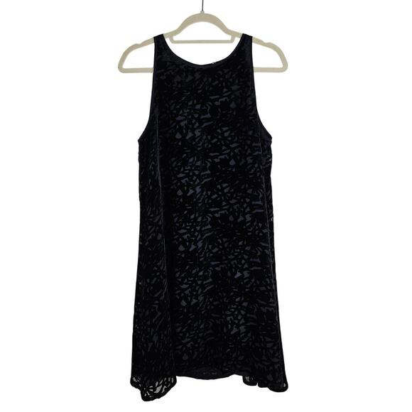 Eileen Fisher BLACK Velvet Vines Burnout Ballet Neck A-line Dress - Picture 1 of 9